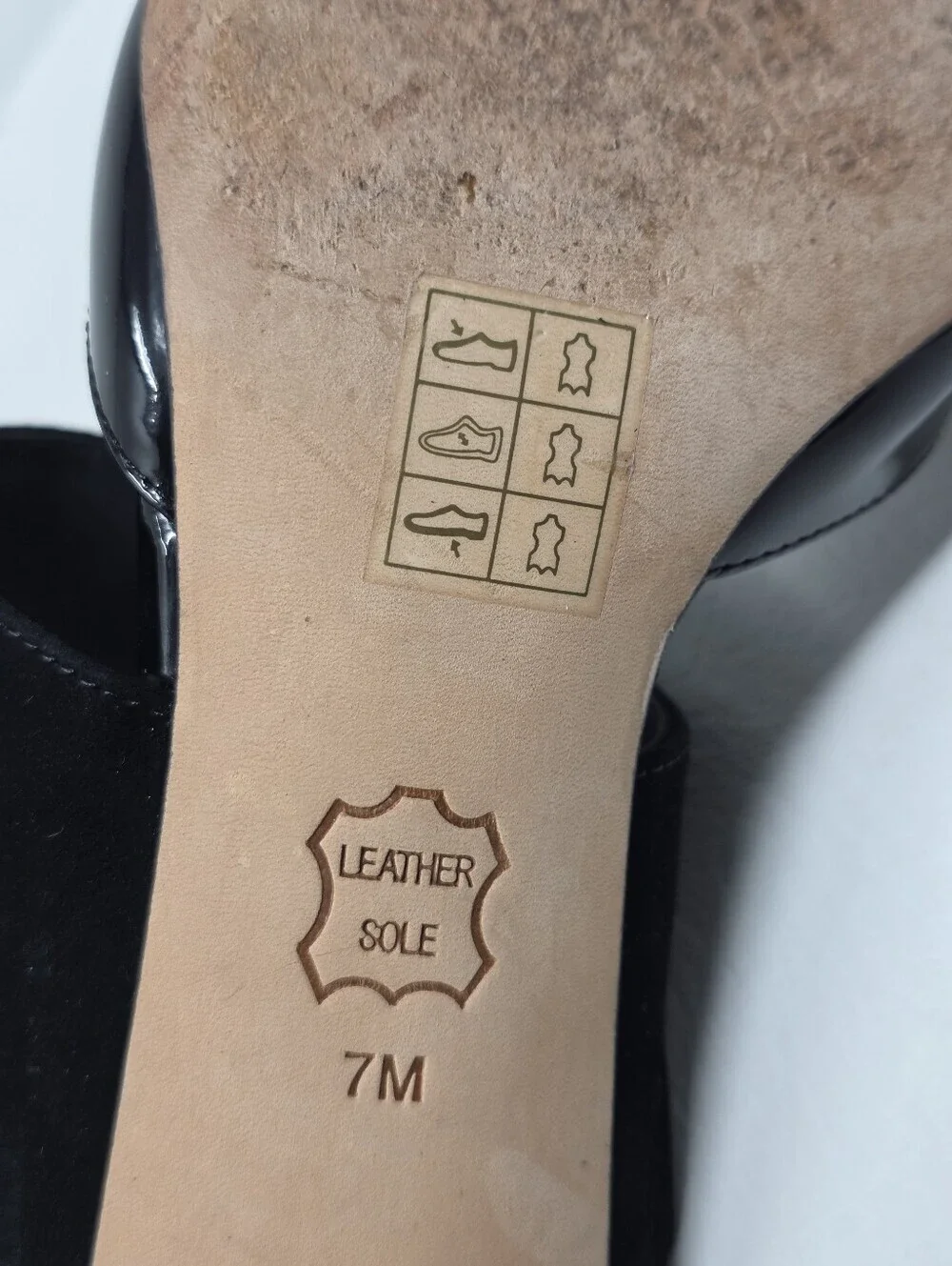 Tory Burch Slingback Pumps Women 7M Black Good Patent Suede Mixed Media Heel